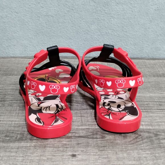 Grendene Kids Disney Minnie Mouse Sandals Size 1 US Red Black Strappy - Picture 4 of 11